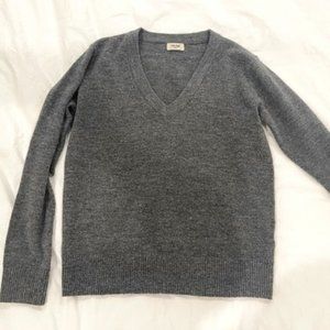 V NECK SWEATER 100% CASHMERE Grey